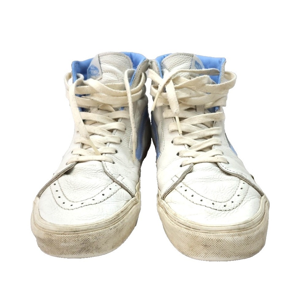 VANS Off the Wall Sk8 Vintage Hi Skate Shoes Mens 11 Leather Blanc de Blanc Blue